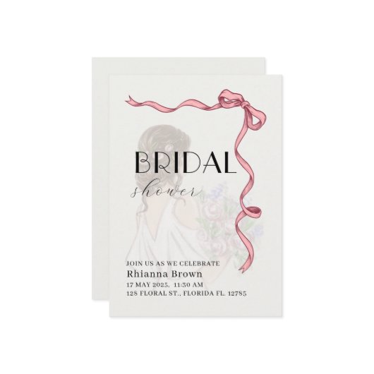 赤面エレガンスブライダルシャワー招待 招待状 (正面/裏面インサイチュ)
