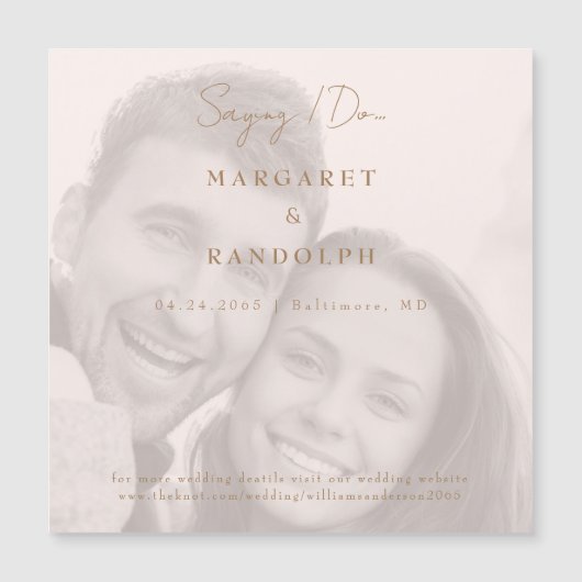 赤面エレガンス結婚の写真Save the Date Magnet (正面)