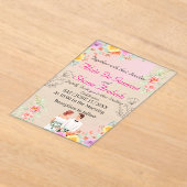 赤面エレガンス：アクリル結婚式招待状 アクリル招待状 (レイダウン)