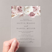 赤面エレガンス:ゴージャスな結婚フローラ アクリル招待状 (インサイチュ (ポータブル))