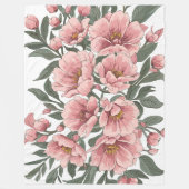 赤面エレガンス：ソフトピンクフローラブーケ フリースブランケット (正面)