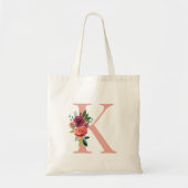 赤面エレガントとブルゴーニュフローラモノグラムイニシャル トートバッグ (正面)