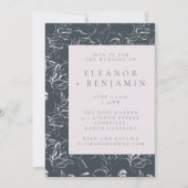 赤面エレガントアンドグレーボタニカルスケッチ結婚ズ 招待状 (正面)