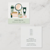 赤面エレガントグリーンメイクアップアーティスト宇宙学者 スクエア名刺 (正面/裏面)