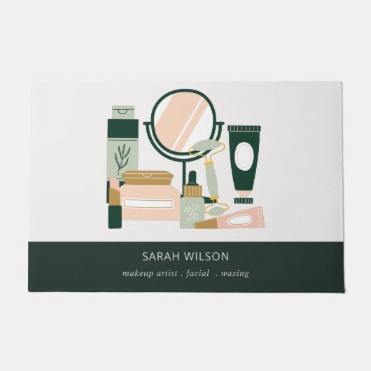 赤面エレガントグリーンメイクアップアーティスト宇宙学者 ドアマット (正面)