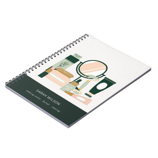 赤面エレガントグリーンメイクアップアーティスト宇宙学者 ノートブック (左側)
