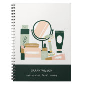 赤面エレガントグリーンメイクアップアーティスト宇宙学者 ノートブック (正面)