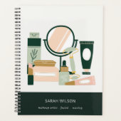 赤面エレガントグリーンメイクアップアーティスト宇宙学者 プランナー手帳 (正面)