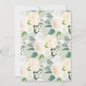 赤面エレガントグリーン金ゴールドフローラクロスガールバプテスマ 招待状 (裏面)