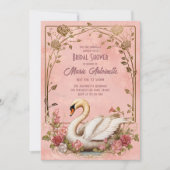 赤面エレガントダマスクロココブライダルシャワー 招待状 (正面)