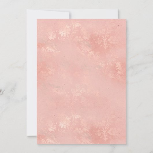 赤面エレガントダマスクロココブライダルシャワー 招待状 (裏面)