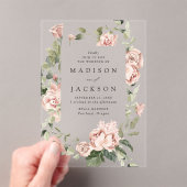 赤面エレガントバラと緑結婚の木 アクリル招待状 (インサイチュ (ポータブル))