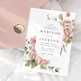 赤面エレガントバラと緑結婚の木 招待状