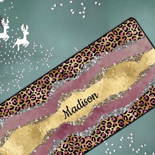 赤面エレガントバラアニマルプリント輝性モノグラム デスクマット