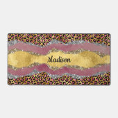 赤面エレガントバラアニマルプリント輝性モノグラム デスクマット (正面)