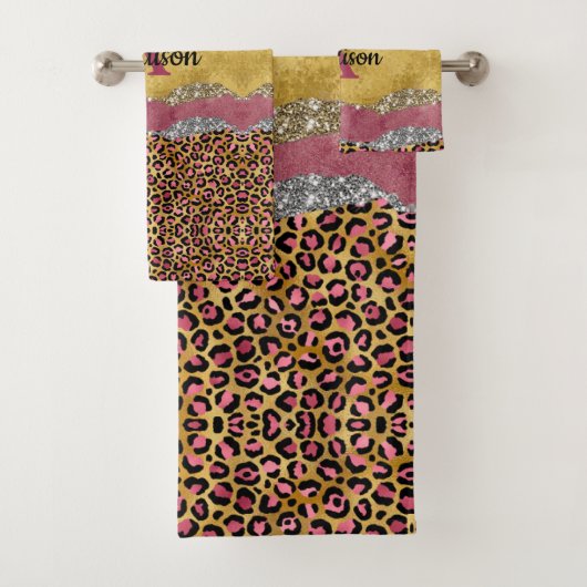 赤面エレガントバラアニマルプリント輝性モノグラム バスタオルセット (インサイチュ)