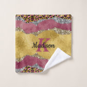 赤面エレガントバラアニマルプリント輝性モノグラム バスタオルセット (ウォッシュタオル)