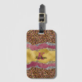 赤面エレガントバラアニマルプリント輝性モノグラム ラゲッジタグ (正面縦)