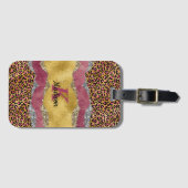 赤面エレガントバラアニマルプリント輝性モノグラム ラゲッジタグ (正面横)