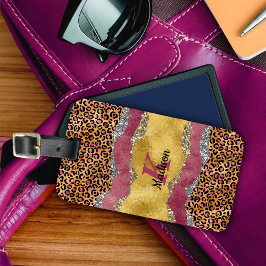 赤面エレガントバラアニマルプリント輝性モノグラム ラゲッジタグ