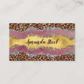 赤面エレガントバラアニマルプリント輝性モノグラム 名刺 (正面)