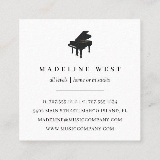 赤面エレガントバラピアノインストラクター先生 スクエア名刺 (裏面)