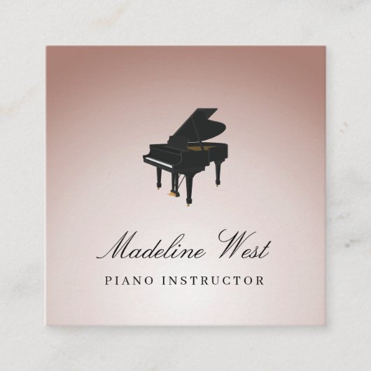 赤面エレガントバラピアノインストラクター先生 スクエア名刺 (正面)