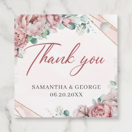 赤面エレガントバラユーカリ結婚式の引き出物ラベル フェイバータグ (裏面)