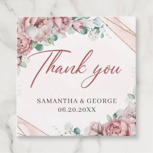 赤面エレガントバラユーカリ結婚式の引き出物ラベル フェイバータグ (正面)