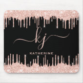 赤面エレガントバラ金ゴールドグリッタードリップ2モノグラム マウスパッド (正面)