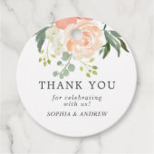 赤面エレガントバラ&グリーナリー結婚式の引き出物ラベル フェイバータグ (正面)