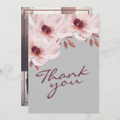 赤面エレガントピンクさびた水の色のフローラ写真 サンキューカード (正面/裏面)
