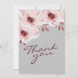 赤面エレガントピンクさびた水の色のフローラ写真 サンキューカード