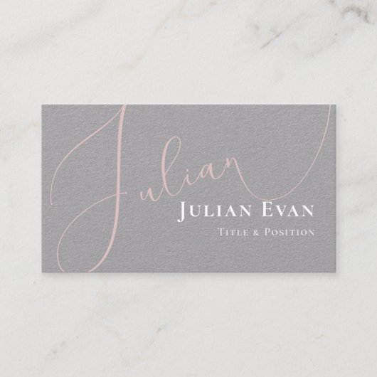 赤面エレガントピンクとグレーの名刺 名刺 (正面)