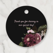 赤面エレガントピンクとブルゴーニュのブーケ結婚の | フェイバータグ (裏面)