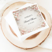 赤面エレガントピンクとホワイトパールブライダルシャワー スタンダードカクテルナプキン