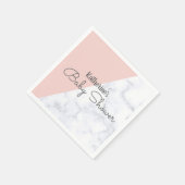 赤面エレガントピンクと白の大理石の赤ちゃんシャワー スタンダードカクテルナプキン (角)