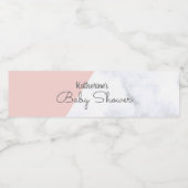 赤面エレガントピンクと白の大理石の赤ちゃんシャワー ペットボトルラベル (シングルラベル)