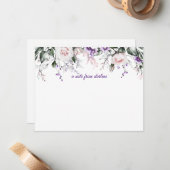 赤面エレガントピンクと紫の水色フローラ | ノートカード (正面/裏面インサイチュ)