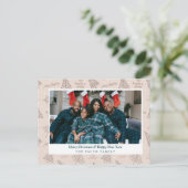 赤面エレガントピンクのクリスマスグリーティングと写真 シーズンポストカード (スタンド正面)