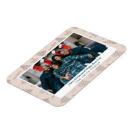 赤面エレガントピンクのクリスマスグリーティングと写真 マグネット