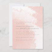 赤面エレガントピンクのシックな結婚水色 招待状 (正面)