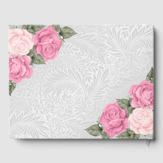 赤面エレガントピンクのバラが愛の記憶の葬儀 ゲストブック (裏面)