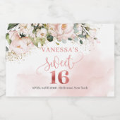 赤面エレガントピンクのバラのユーカリ金ゴールド16 リキュールボトルラベル (シングルラベル)