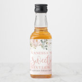 赤面エレガントピンクのバラのユーカリ金ゴールド16 リキュールボトルラベル (正面)