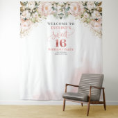 赤面エレガントピンクのバラのユーカリ16歳の誕生日 タペストリー (インサイチュ)