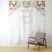 赤面エレガントピンクのバラのユーカリ16歳の誕生日 タペストリー (インサイチュ)