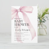 赤面エレガントピンクの水の色のボーガールベビーシャワー 招待状 (スタンド正面)