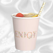 赤面エレガントピンクの水カラーフローラベビーシャワー 紙コップ