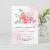 赤面エレガントピンクの水色のベビーシャワー 招待状 (スタンド正面)